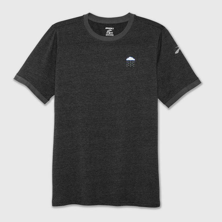 Brooks Run Happy Graphic Hardloopshirt voor Heren Grijs (AMXQS-7954)